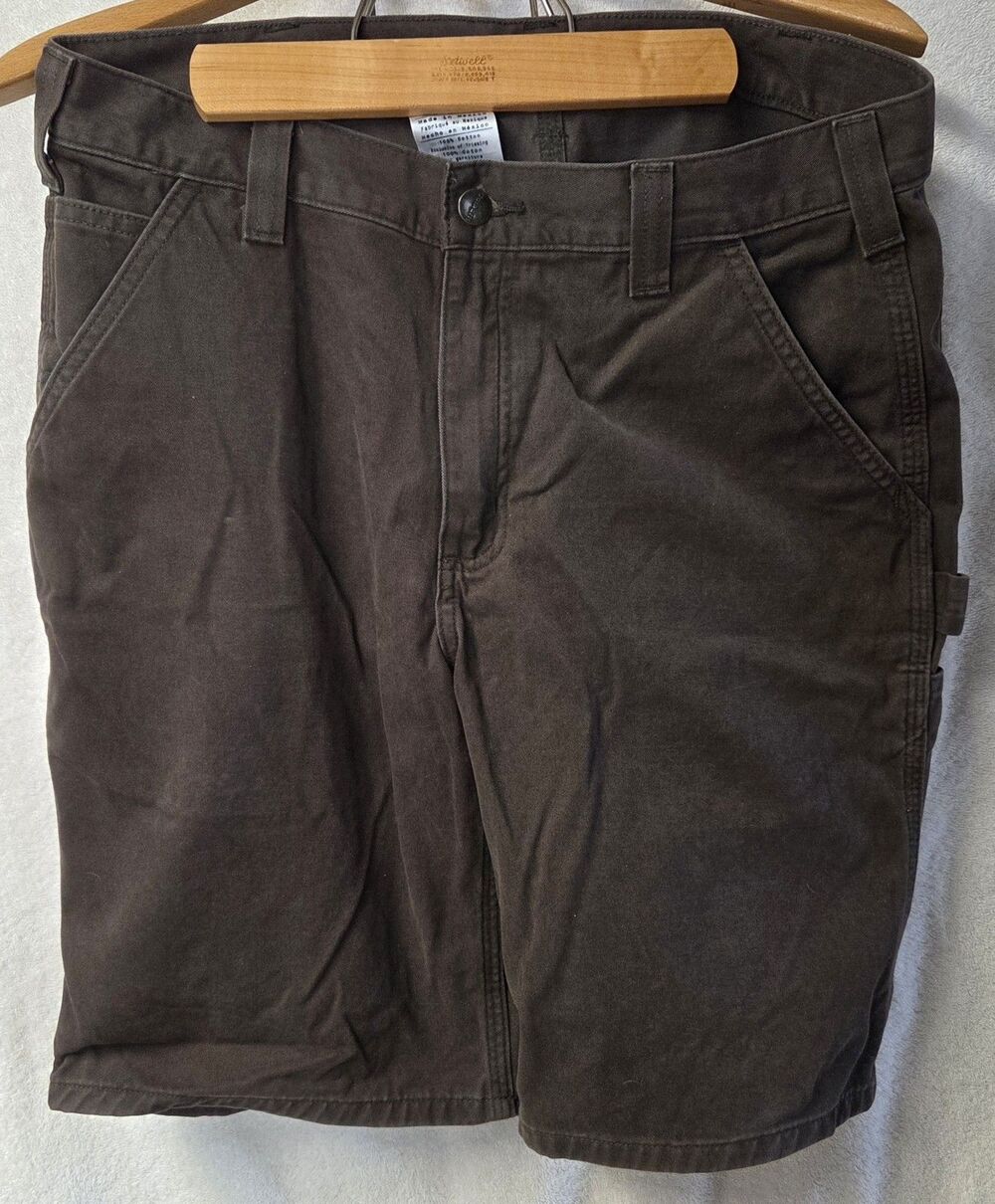 Carhartt 100245 909 Mens 34 Relaxed Fit Cotton Canvas Carpenter Shorts Coffee